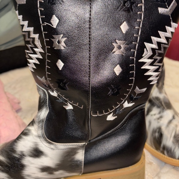 Leather cow print cowboy boots men’s size 10 brand new - Picture 7 of 9